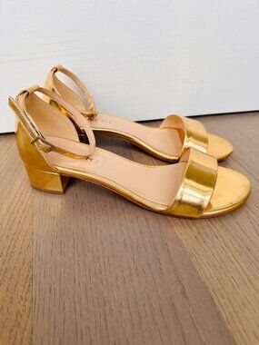 M Gemi "Allegra" Gold Metallic Strap Sandals - Size 7